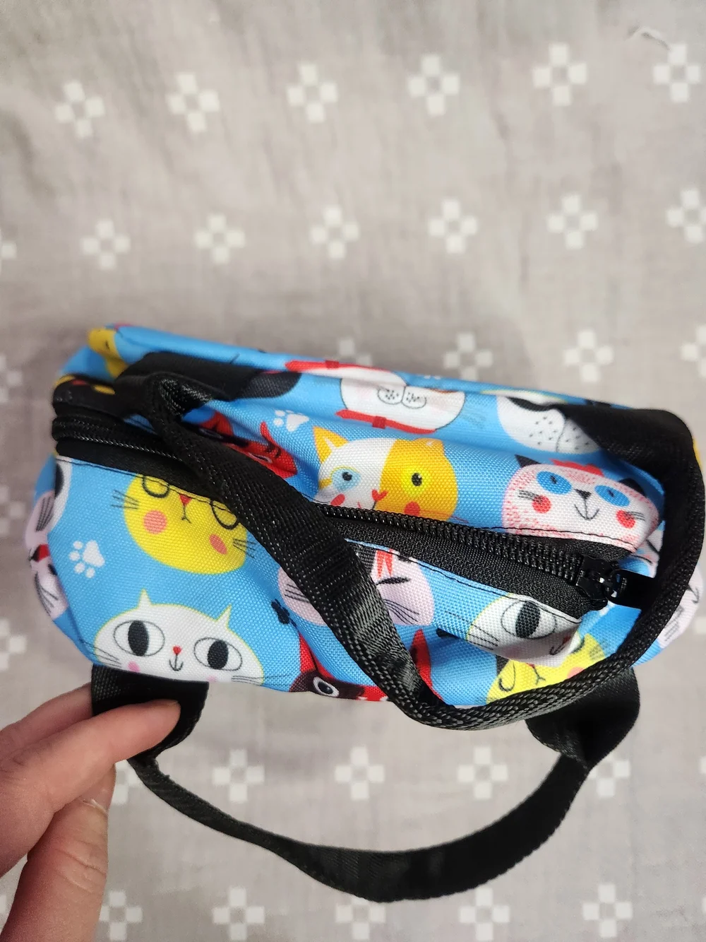 cute blue cat-patterned insulated lunch tote Lunch box